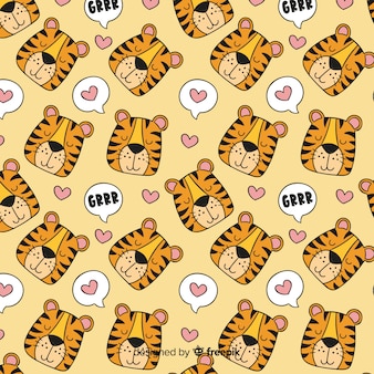 Premium Vector Tiger Pattern Hand Drawn Design Premium Vector Tiger Pattern Hand Drawn Design
