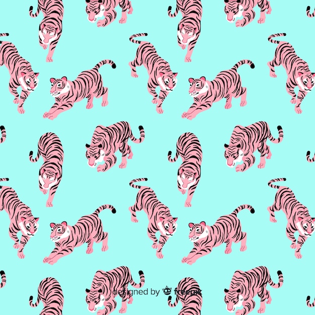 Free vector tiger pattern hand drawn style