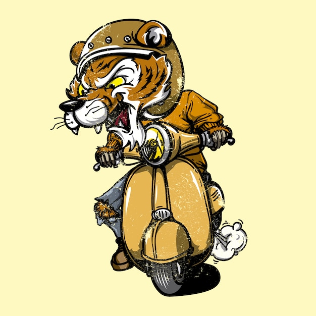 Tiger riding a motorbike