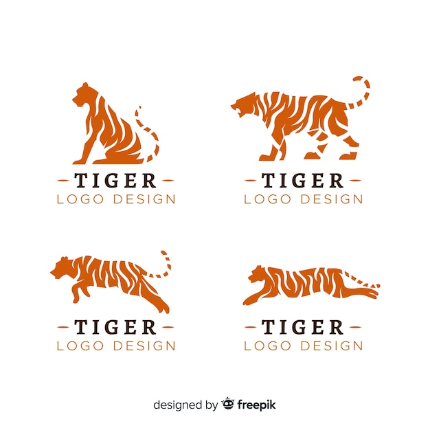 Tiger silhouette logo pack Free Vector