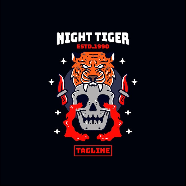 Free vector tiger skull head illustration