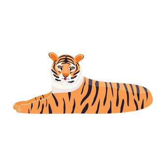 Tiger. the symbol of 2022. japanese tiger. animals. vector illustration in a modern flat style.