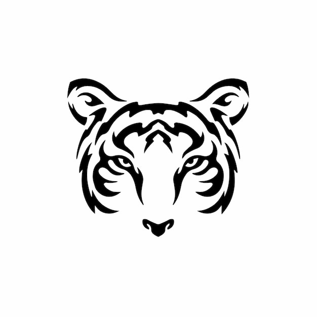 Tiger symbol logo tribal tattoo design stencil vector illustration Premium Vector