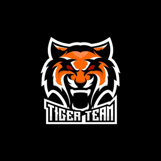 Free vector tiger team logo esport design gaming mascot