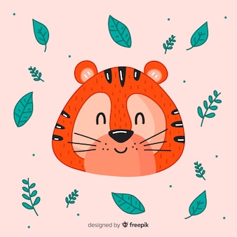 Tiger with leaves background