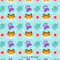 Free vector tigers and fotprints pattern