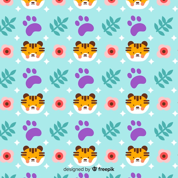 Tigers and fotprints pattern