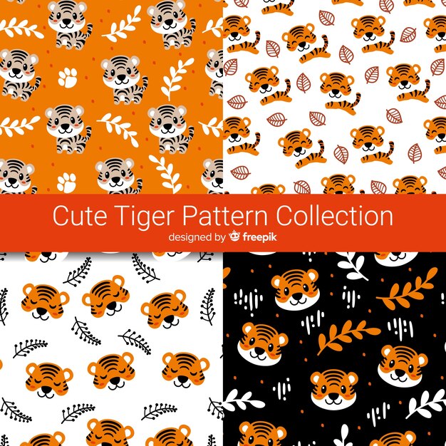 Tigers and leaves pattern