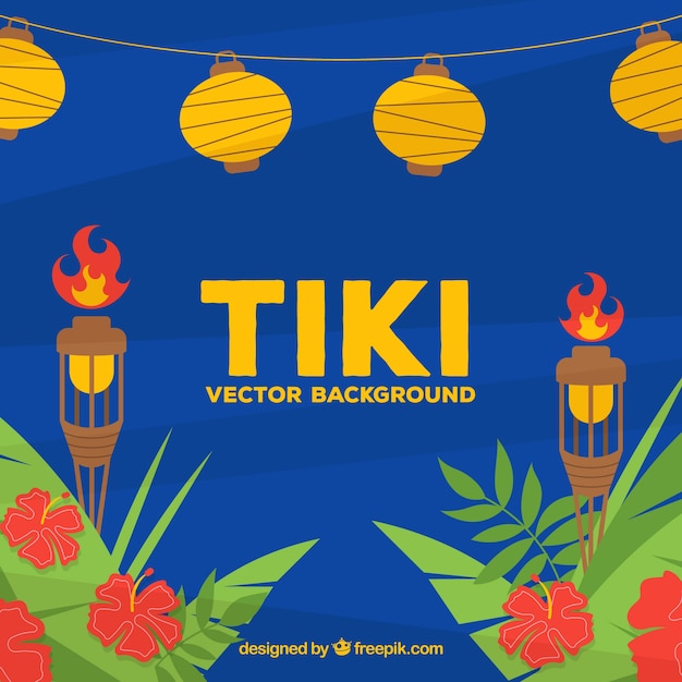 Tiki sfondo delle foglie con torce