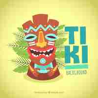 Free vector tiki background with tribal mask in flat design