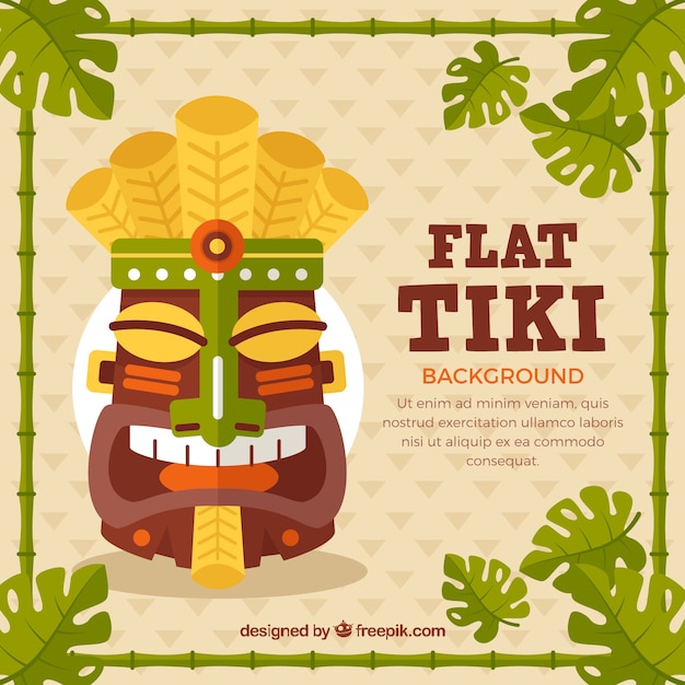 Tiki mask background in flat design