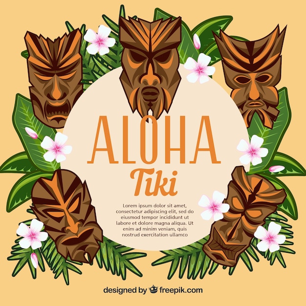 Vettore gratuito tiki maschera aloha sfondo