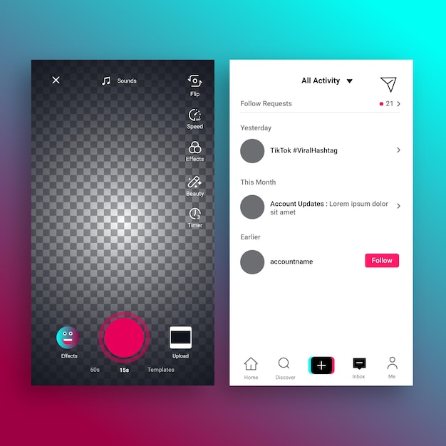 Free vector tiktok app interface set