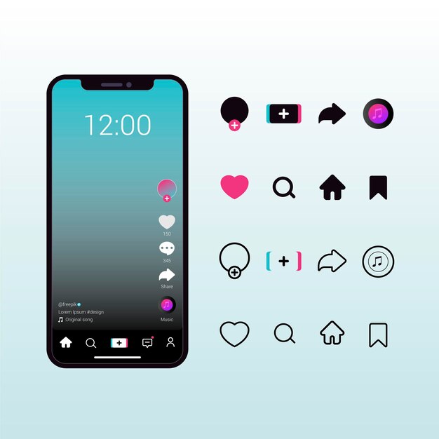 Download Free Tiktok App Interface With Buttons Collection Free Vector Use our free logo maker to create a logo and build your brand. Put your logo on business cards, promotional products, or your website for brand visibility.