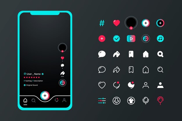 Download Free Tiktok App Interface With Icons Set Free Vector Use our free logo maker to create a logo and build your brand. Put your logo on business cards, promotional products, or your website for brand visibility.