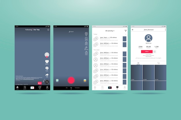 Free vector tiktok interface for mobile phones