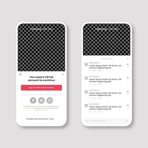Free vector tiktok interface template collection