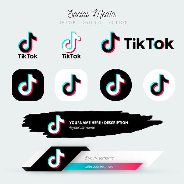 Vettore gratuito logo tiktok e terza collezione inferiore