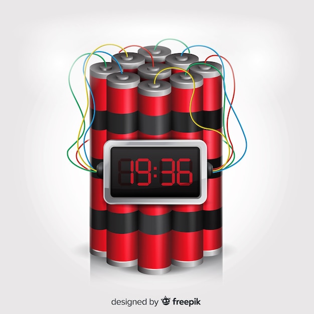 Free vector time bomb realistic design with white background