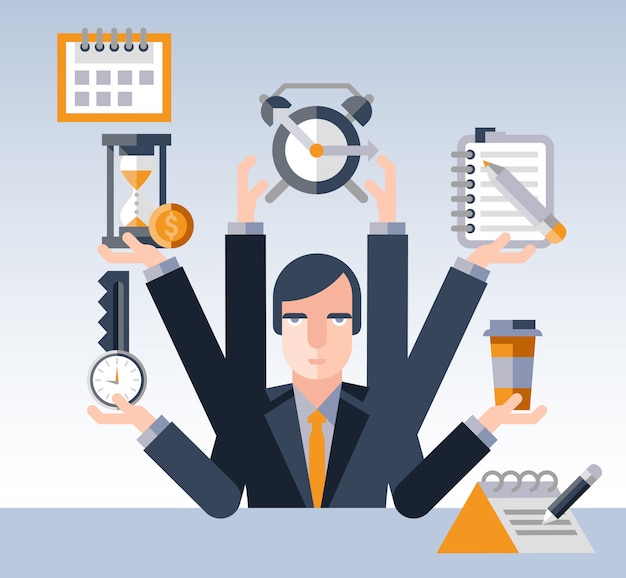 Free vector time management businessman