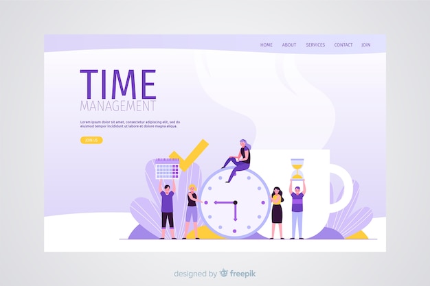 Бесплатное векторное изображение Концепция управления временем для целевой страницы