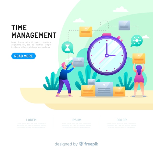 無料ベクター ランディングページの時間管理の概念