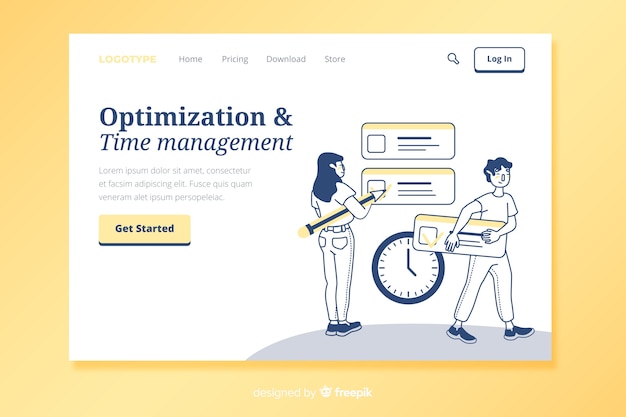 Time management concept for landing page