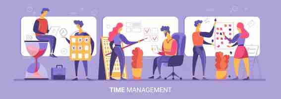 Free vector time management concept with characters