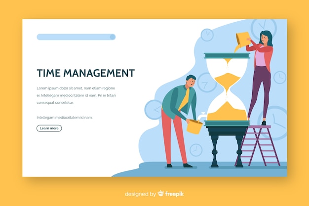 Free vector time management landing page flat design