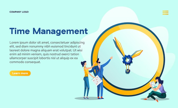 Free vector time management landing page