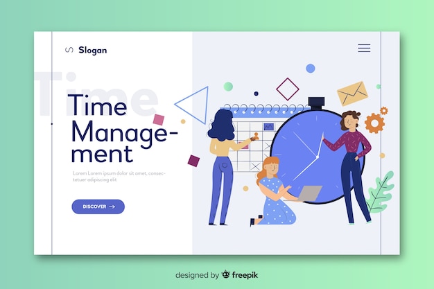 Free vector time management for landing page