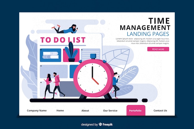 Time management for landing page