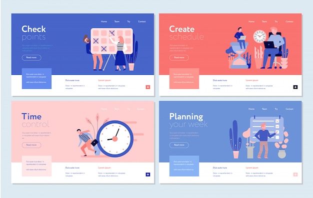 無料ベクター 効果的なスケジュール管理チェックポイントフラットバナーコンセプトを整理する時間管理計画プロセス