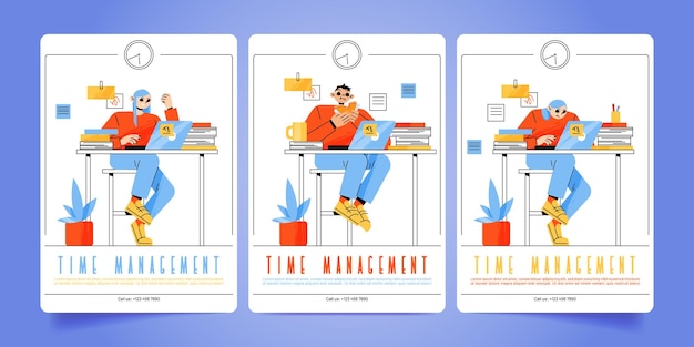 Free vector time management posters with people working