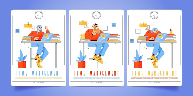 Time management posters with people working