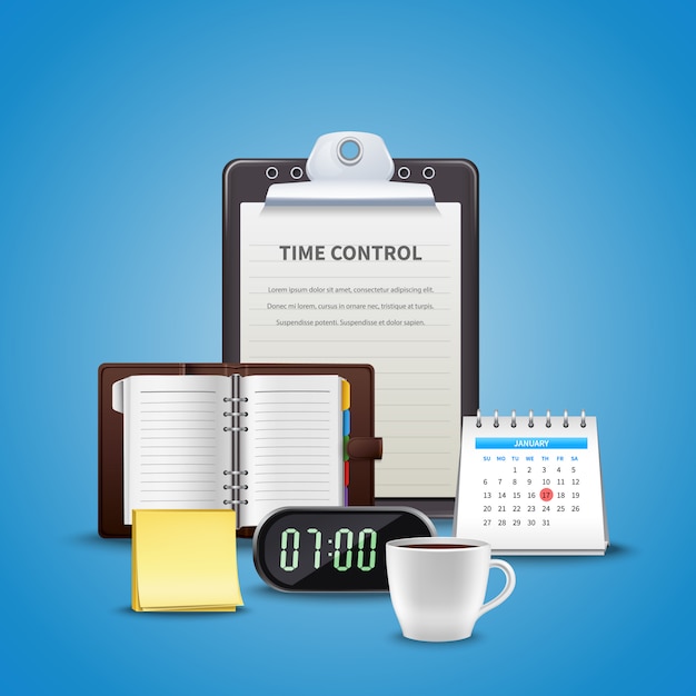 Free vector time management realistic concept