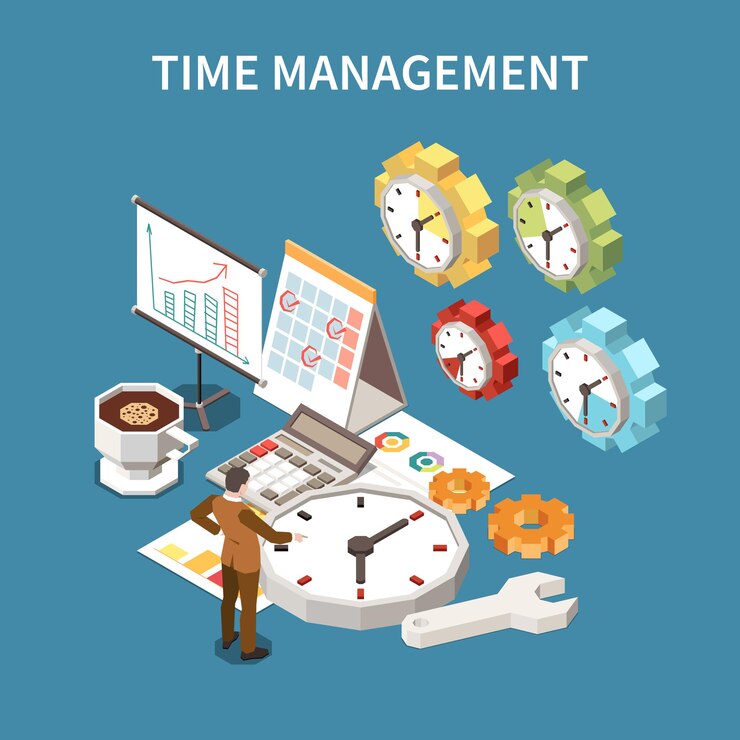Free Vector time management schedule concept with deadline symbols isometric  illustration