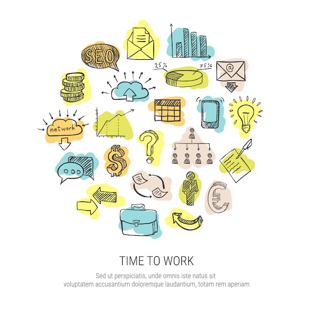 Time to work decorative icons set