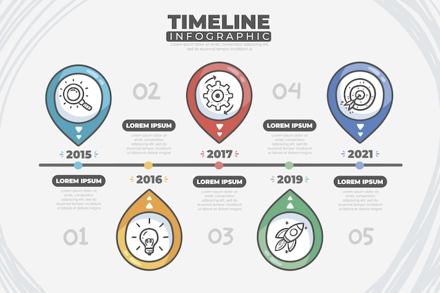 Free vector timeline infographic colorful design