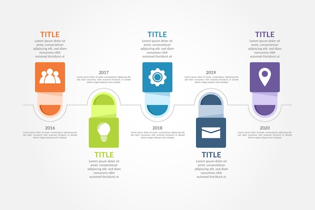 Хронология инфографики в плоском дизайне