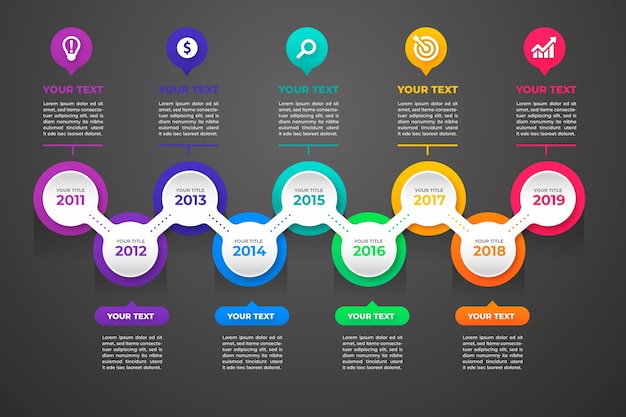 그라데이션 타임 라인 infographic