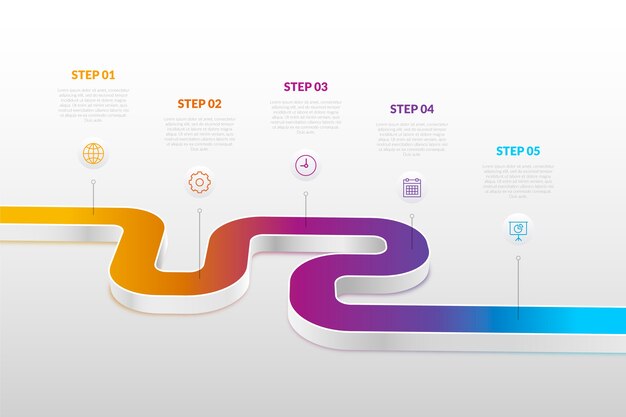 그라데이션 타임 라인 infographic