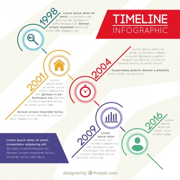 평면 디자인의 타임 라인 infographic