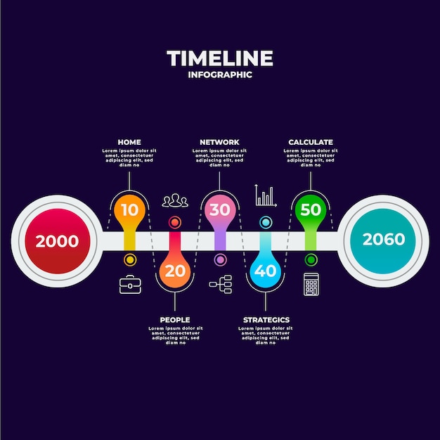 Vettore gratuito pacchetto infografica timeline