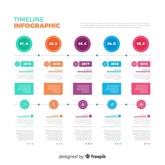 타임 라인 infographic 템플릿 평면 디자인