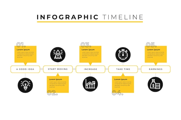 동그라미와 타임 라인 infographic 템플릿