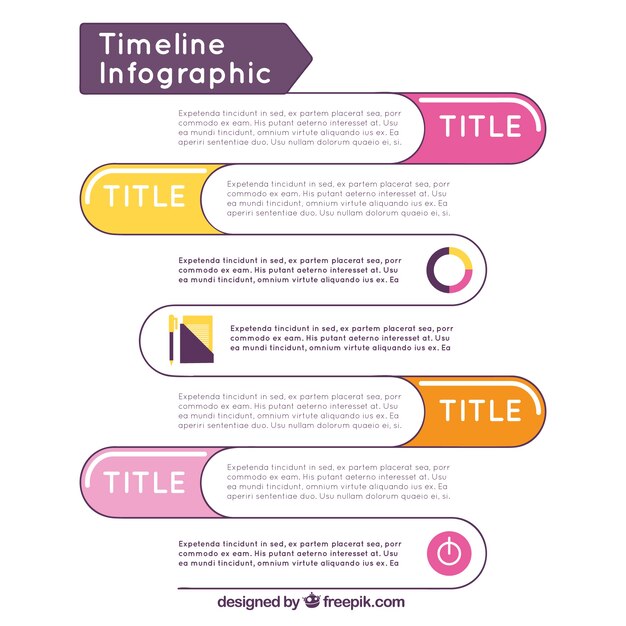 Timeline infographic template with color details
