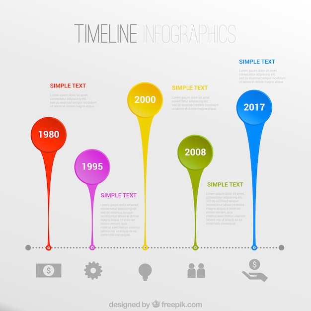 Free vector timeline infographic template with colorful options