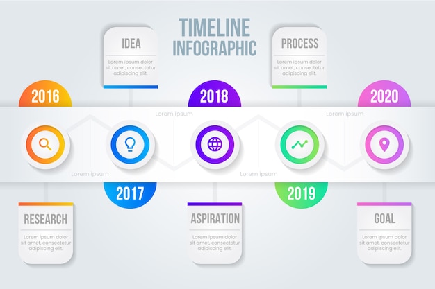 Free vector timeline infographic with chronology