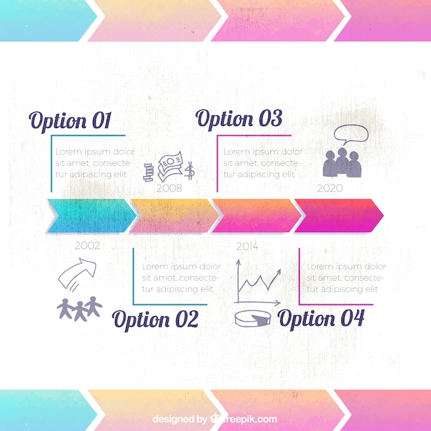 Timeline infographic with four options